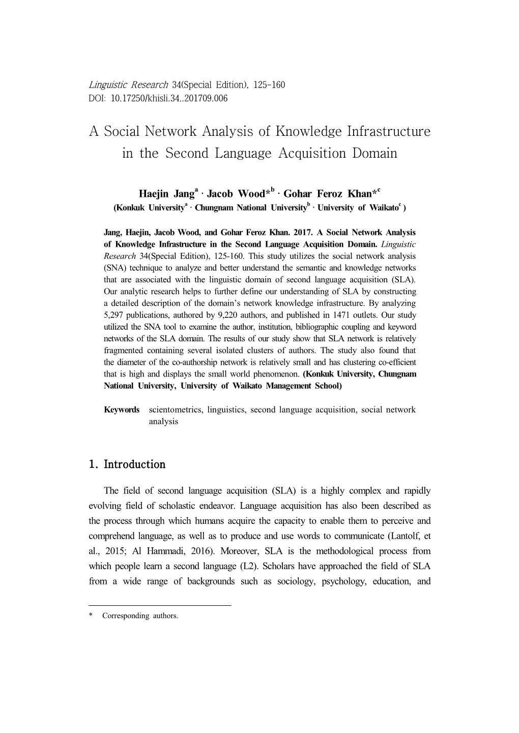 A Social Network Analysis of Knowledge Infrastructure in the Second Language Acquisition Domain