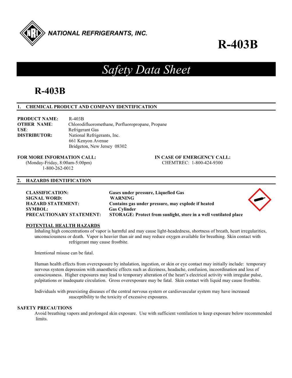 R-403B Safety Data Sheet