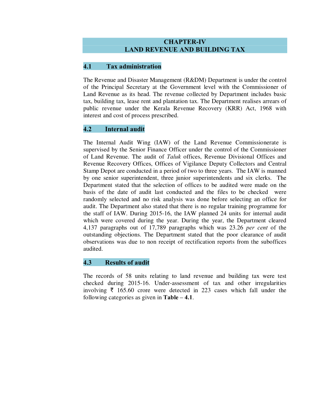 CHAPTER-IV LAND REVENUE and BUILDING TAX 4.1 Tax