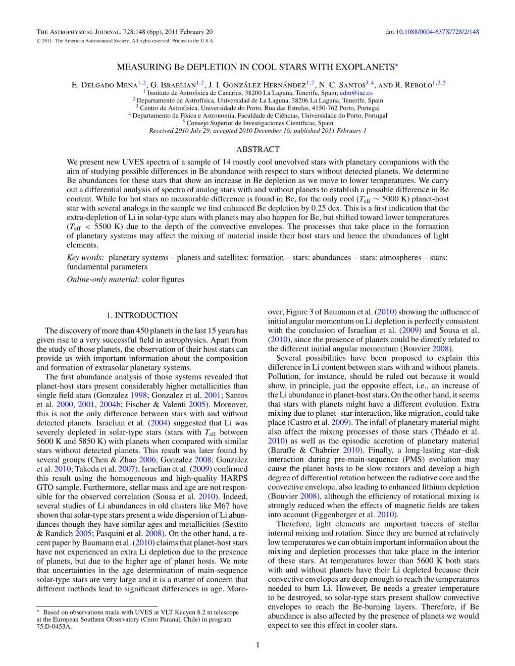 MEASURING Be DEPLETION in COOL STARS with EXOPLANETS∗