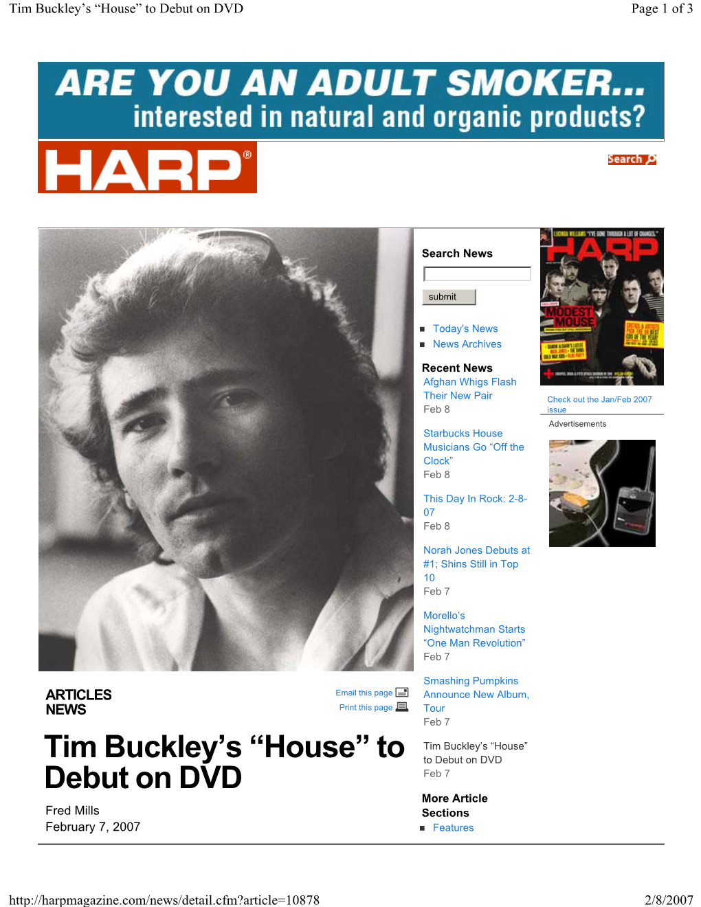 Tim Buckley's “House” to Debut On