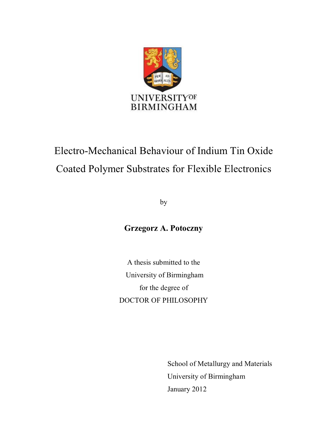 Electro-Mechanical Behaviour of Indium Tin Oxide Coated Polymer Substrates for Flexible Electronics