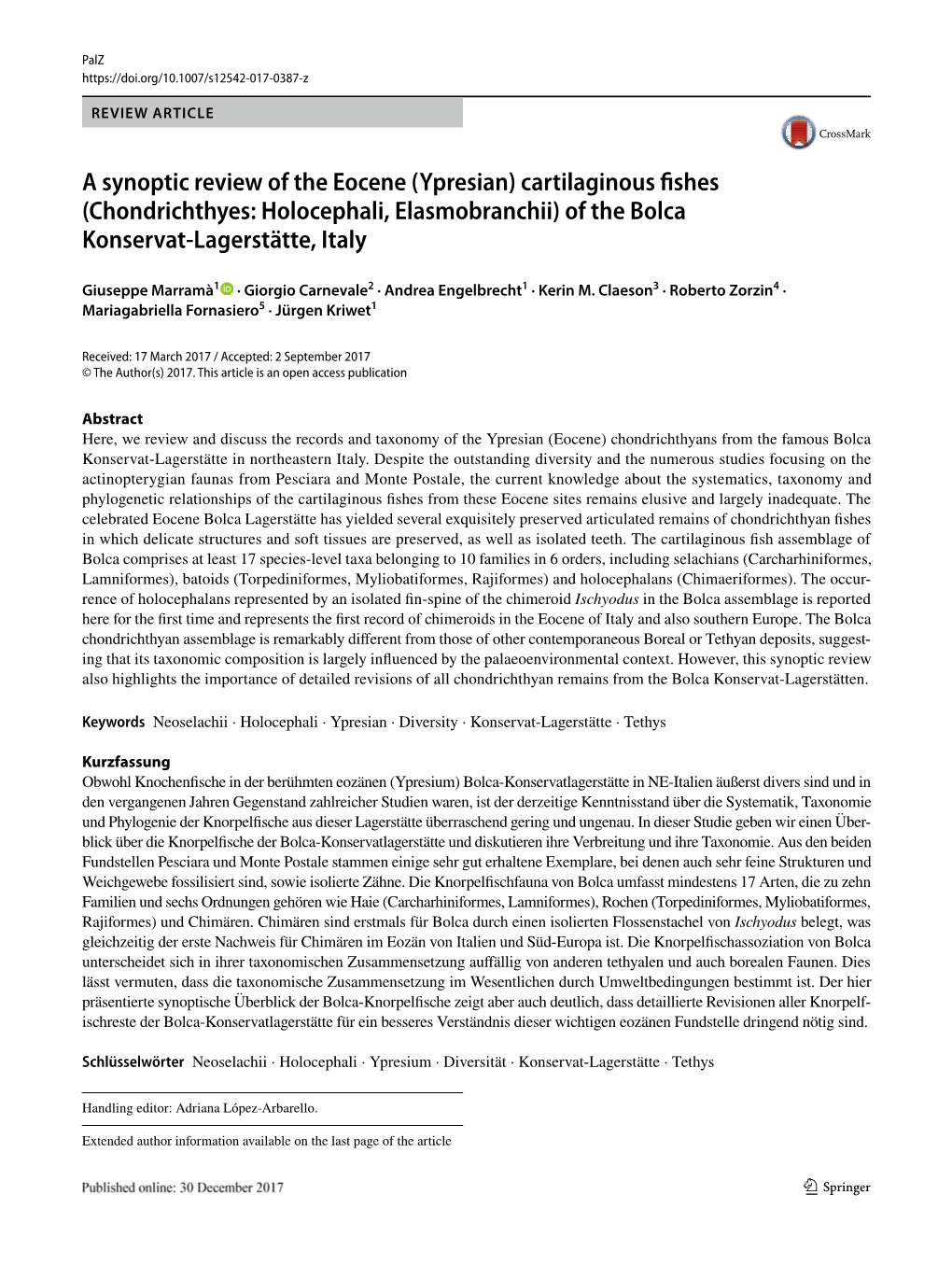 A Synoptic Review of the Eocene (Ypresian) Cartilaginous Fishes