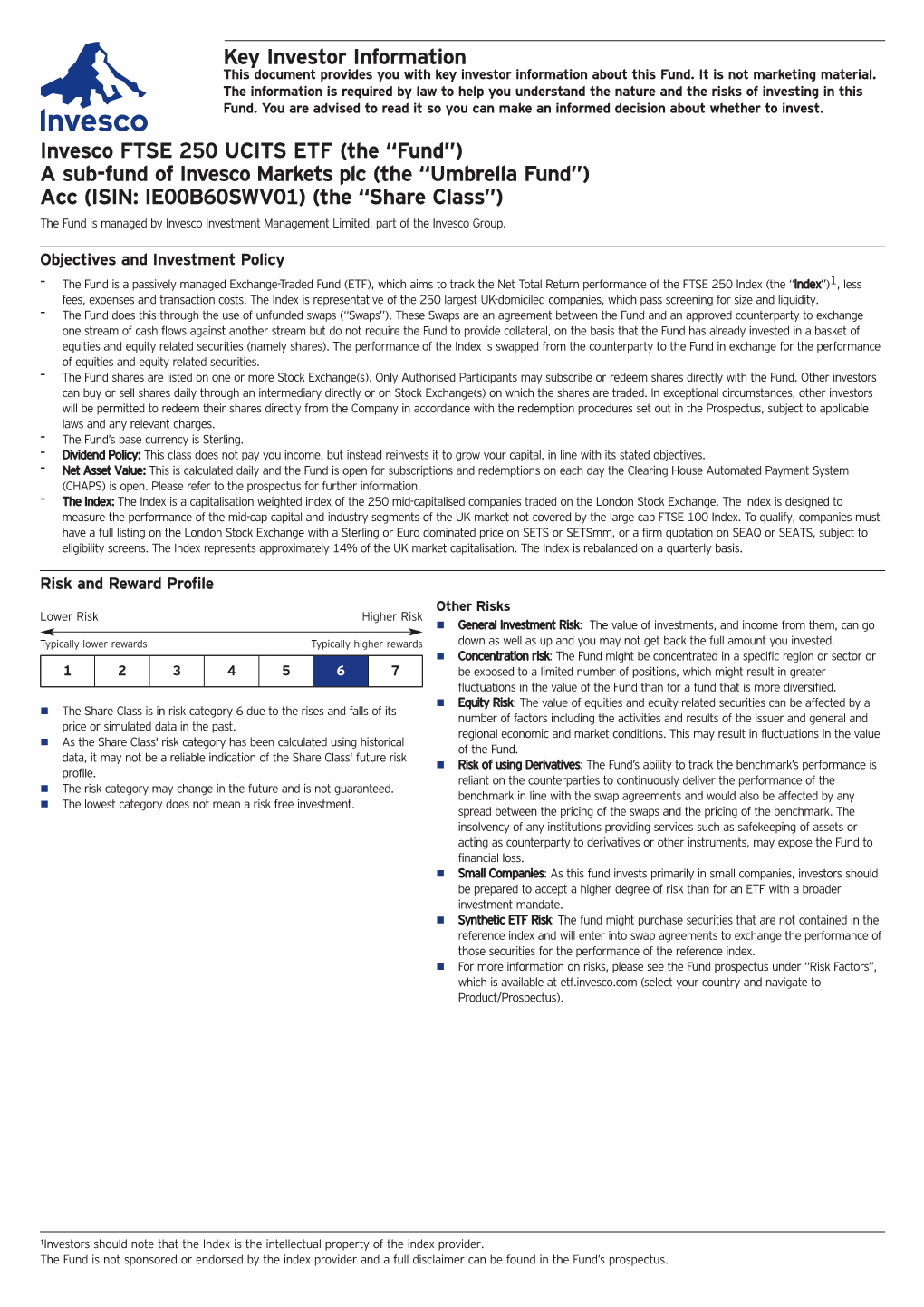 Key Investor Information Invesco FTSE 250 UCITS