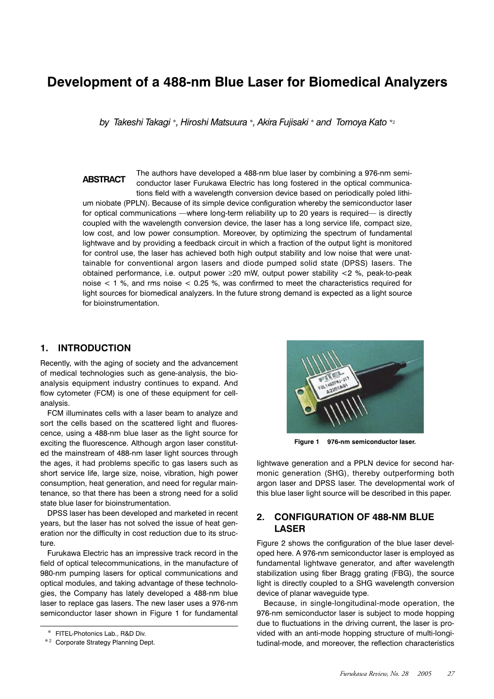 Development of a 488-Nm Blue Laser for Biomedical Analyzers