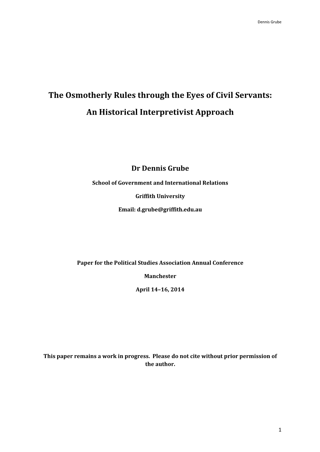The Osmotherly Rules Through the Eyes of Civil Servants: an Historical Interpretivist Approach
