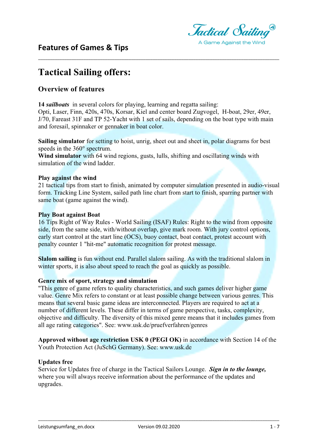 Tactical Sailing Offers