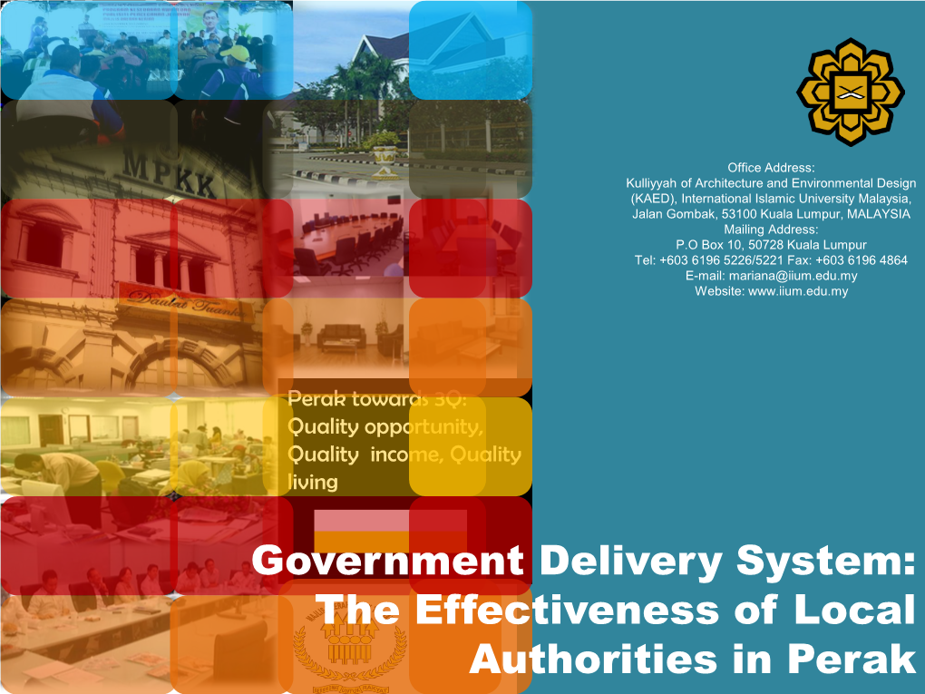 Government Delivery System: the Effectiveness of Local Authorities in Perak