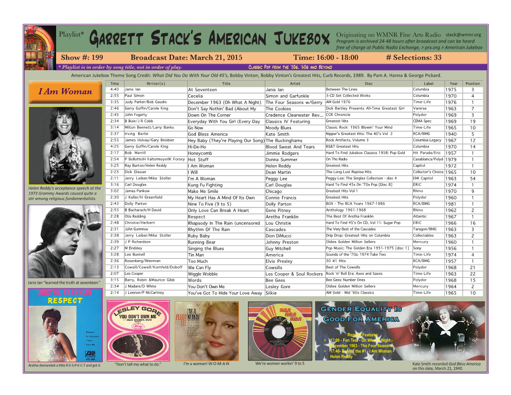 Garrett Stack's American Jukebox Originating on WMNR Fine Arts Radio