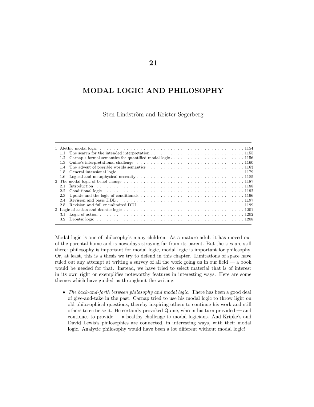 21 Modal Logic and Philosophy