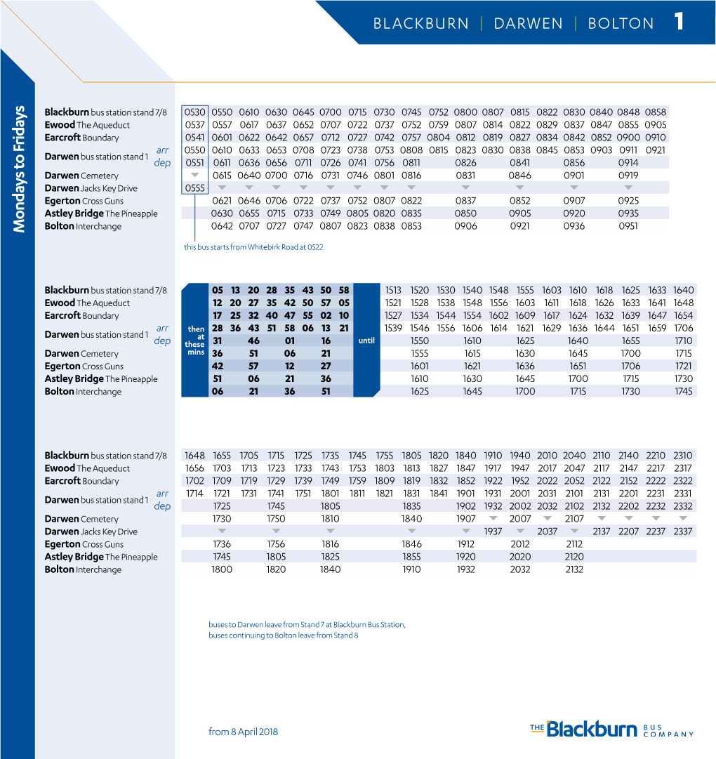 M Ondays to Fridays BLACKBURN | DARWEN | BOLTON