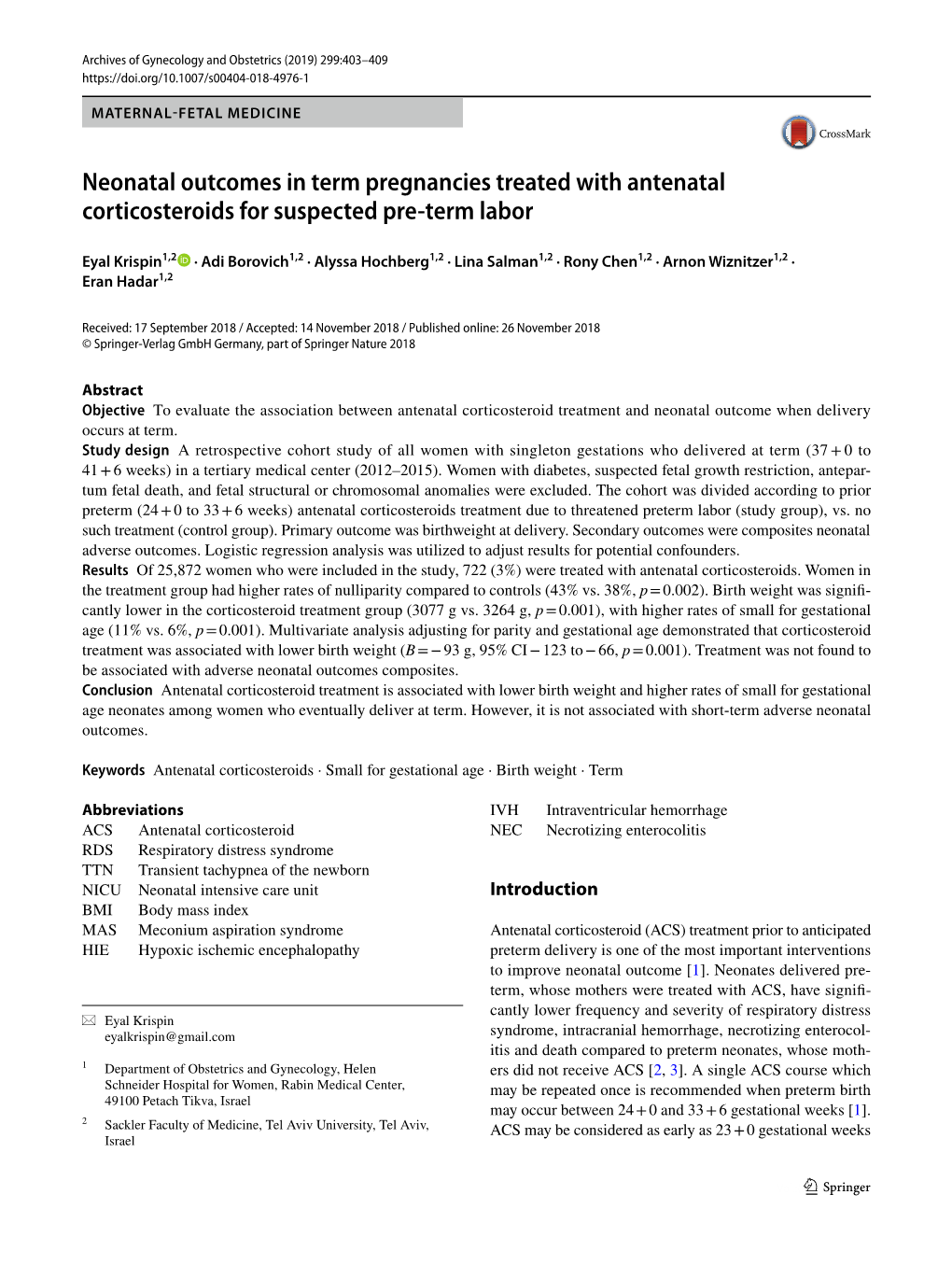 Neonatal Outcomes in Term Pregnancies Treated with Antenatal Corticosteroids for Suspected Pre‑Term Labor