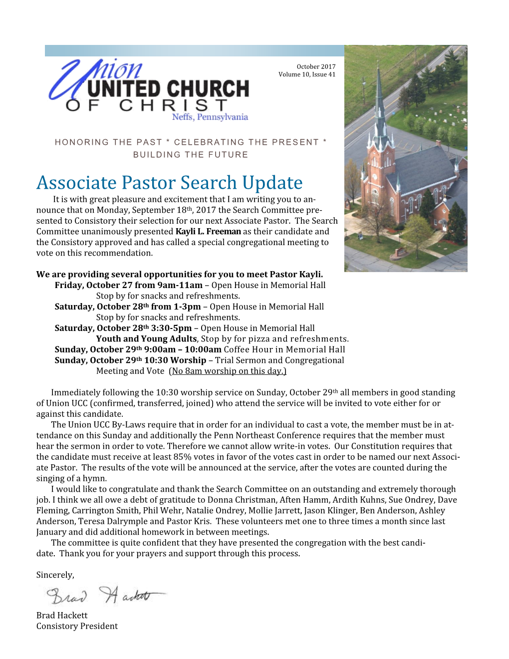 Associate Pastor Search Update