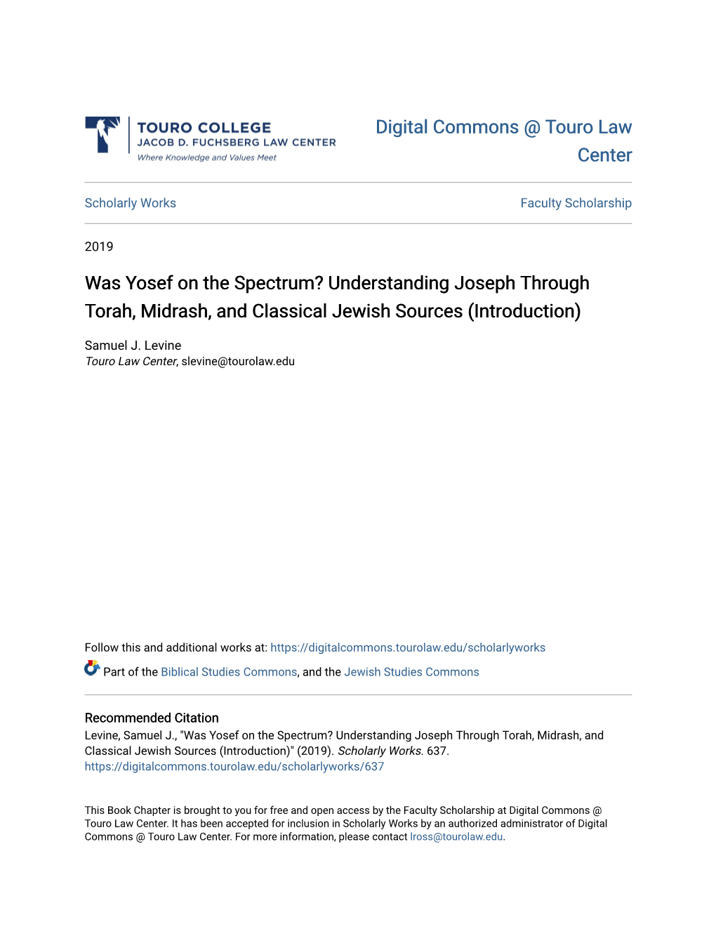 Was Yosef on the Spectrum? Understanding Joseph Through Torah, Midrash, and Classical Jewish Sources (Introduction)