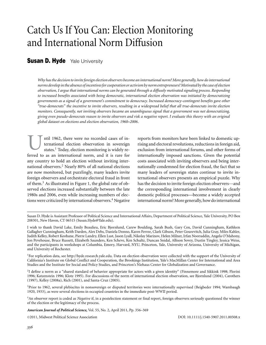 Election Monitoring and International Norm Diffusion