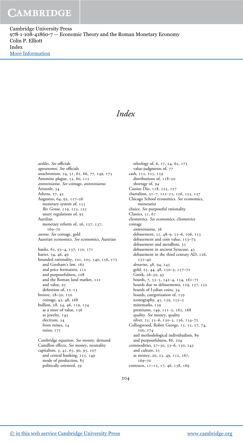 Cambridge University Press 978-1-108-41860-7 — Economic Theory and the Roman Monetary Economy Colin P