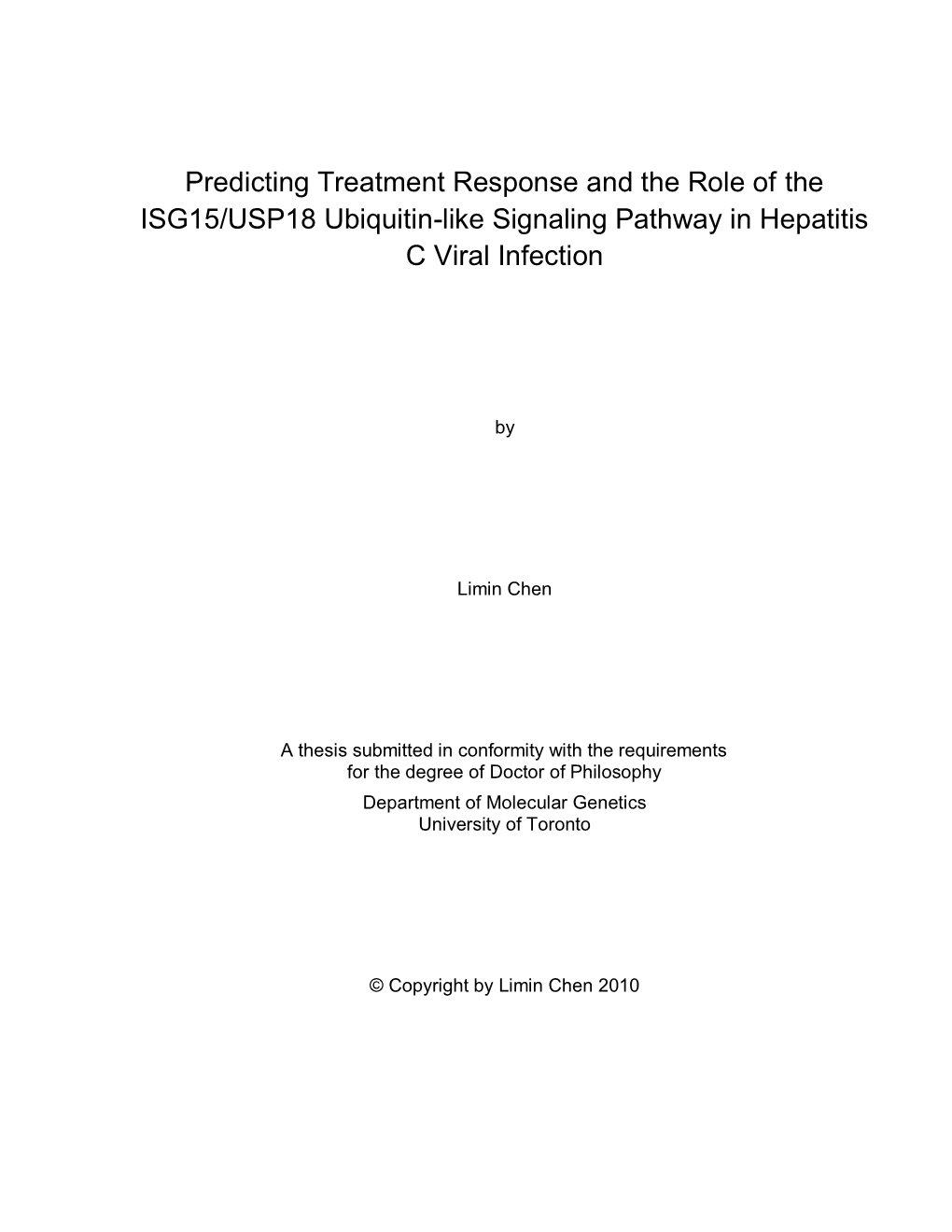 Chapter 2 Search for Response Signature in Liver Tissues of Patients