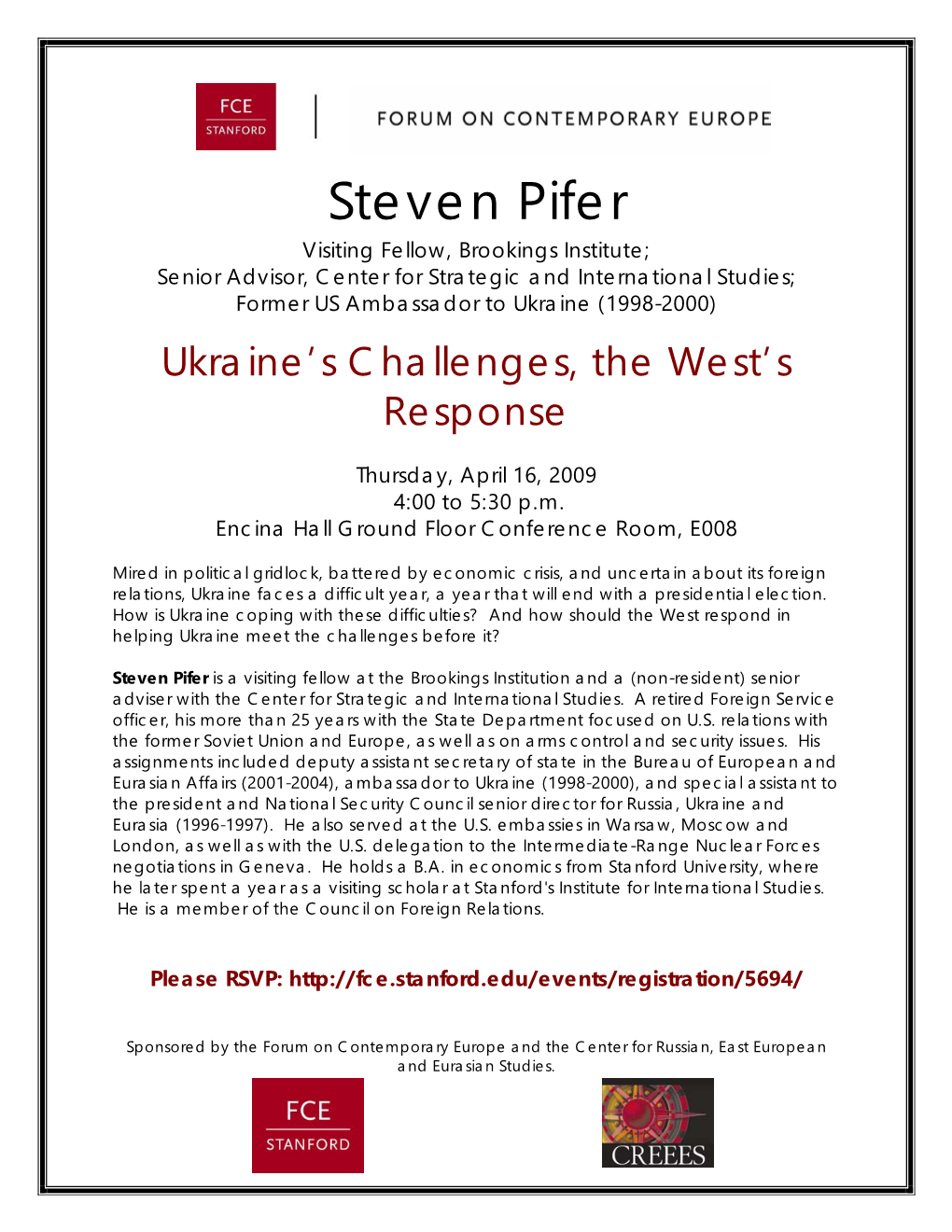 Steven Pifer Visiting Fellow, Brookings Institute; Senior Advisor, Center for Strategic and International Studies; Former US Ambassador to Ukraine (1998-2000)