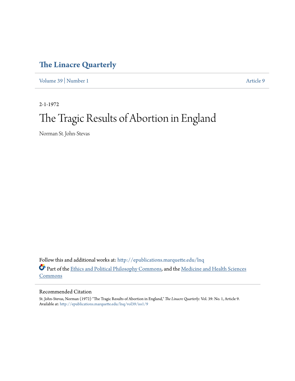 The Tragic Results of Abortion in England