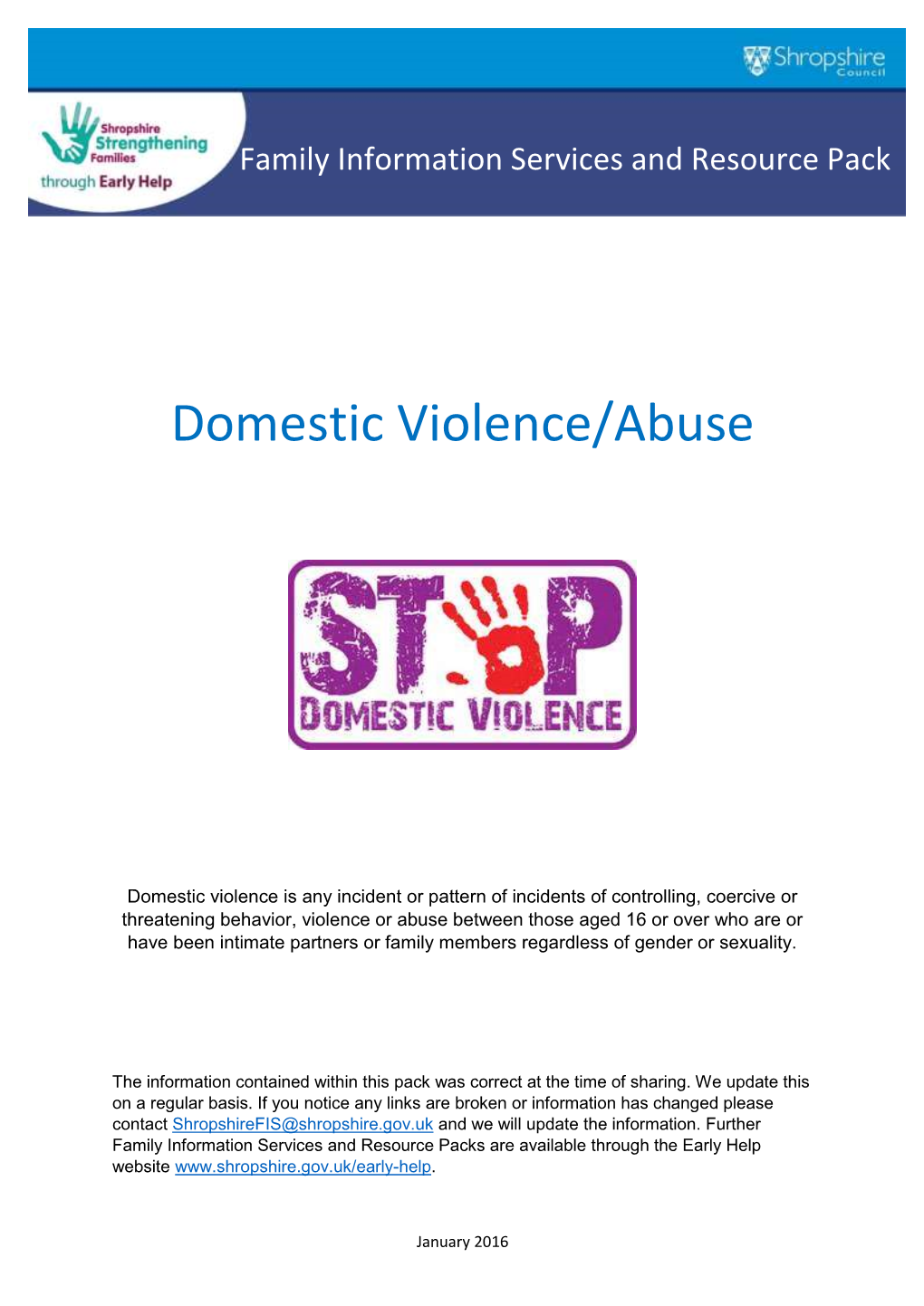 Domestic Violence/Abuse