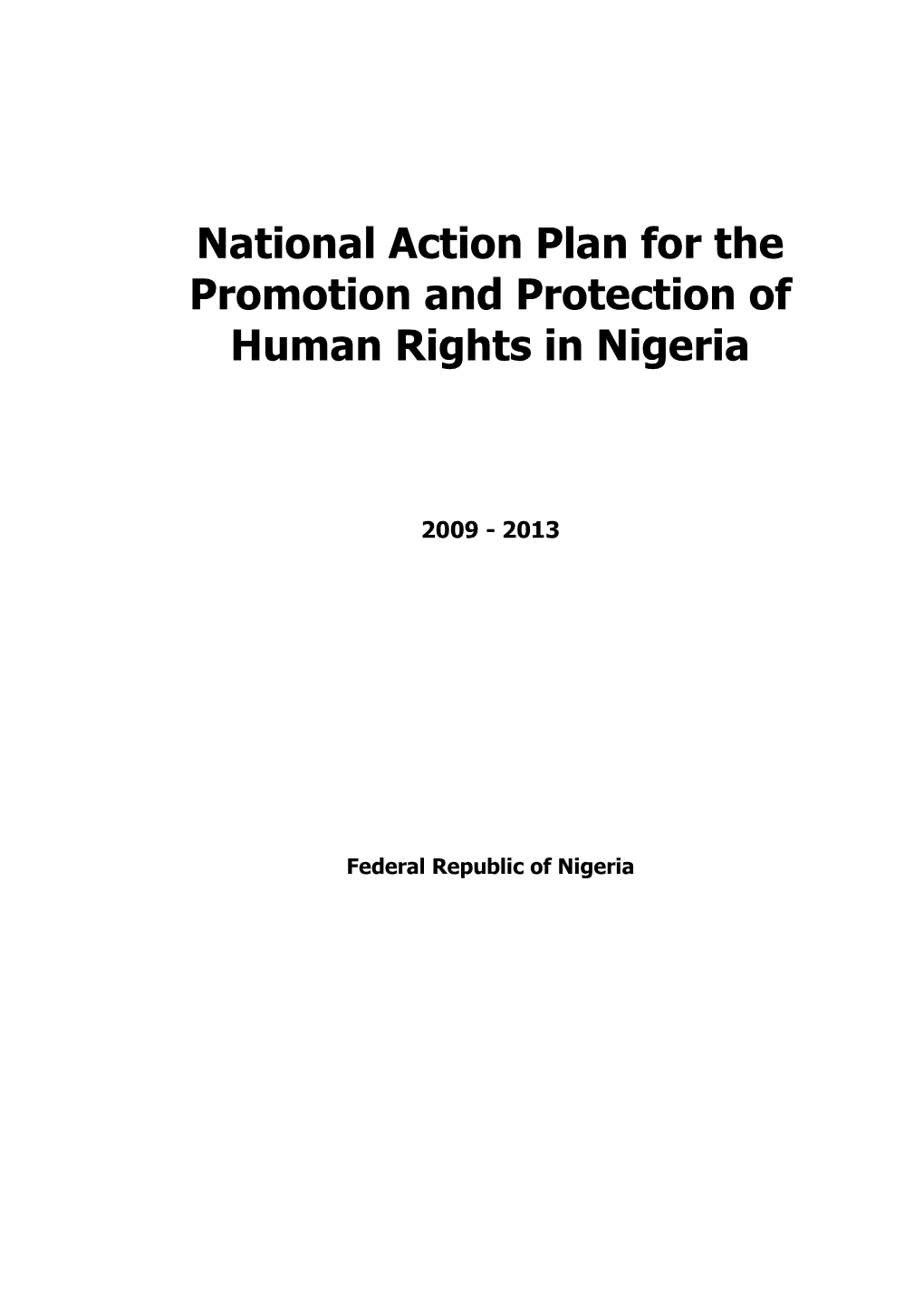 National Action Plan for the Promotion and Protection of Human Rights in Nigeria