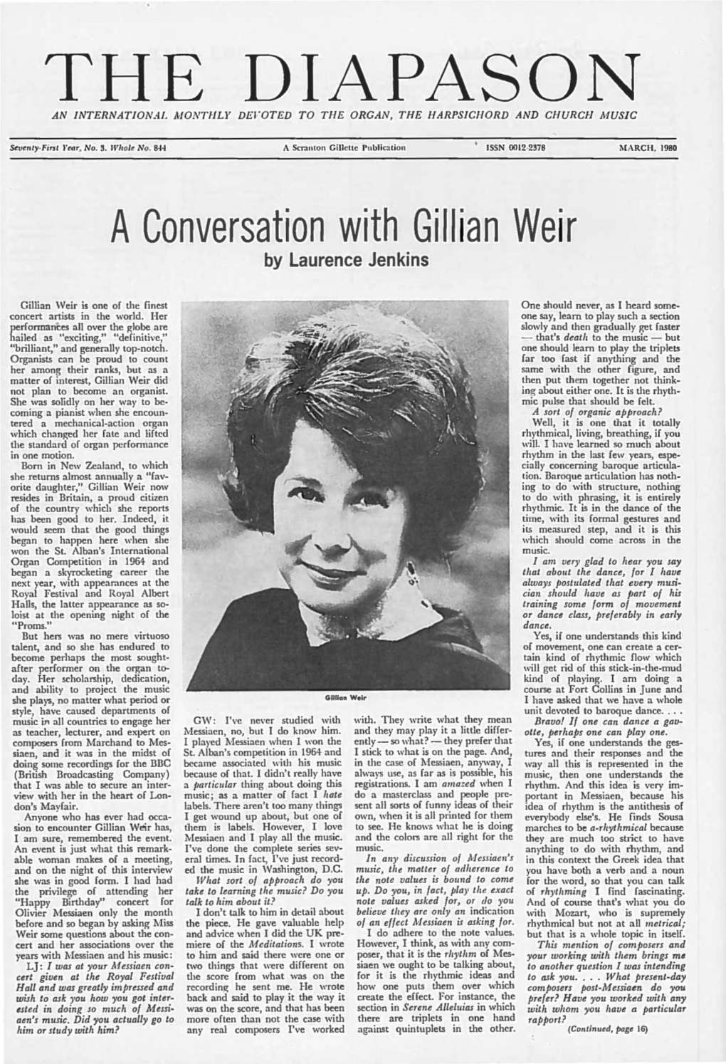 A Conversation with Gillian Weir