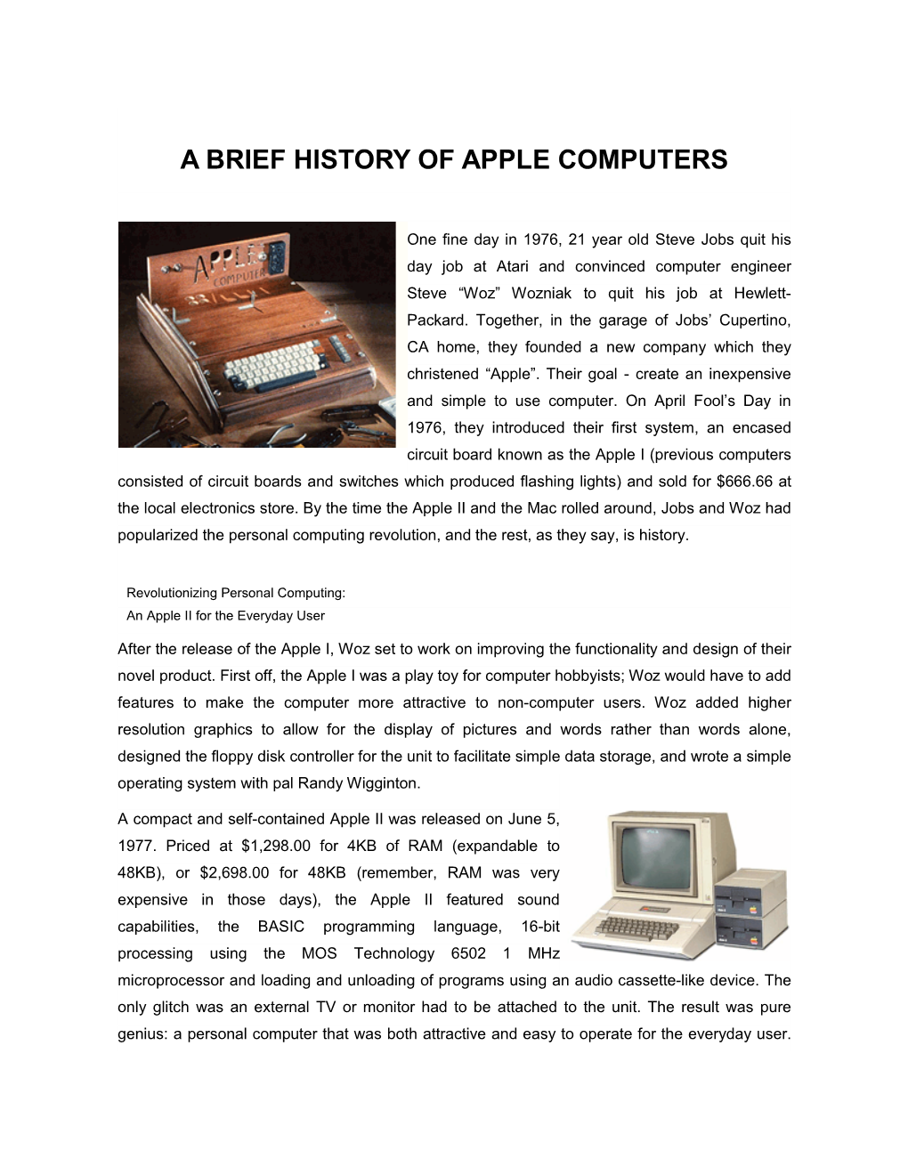 A Brief History of Apple Computers