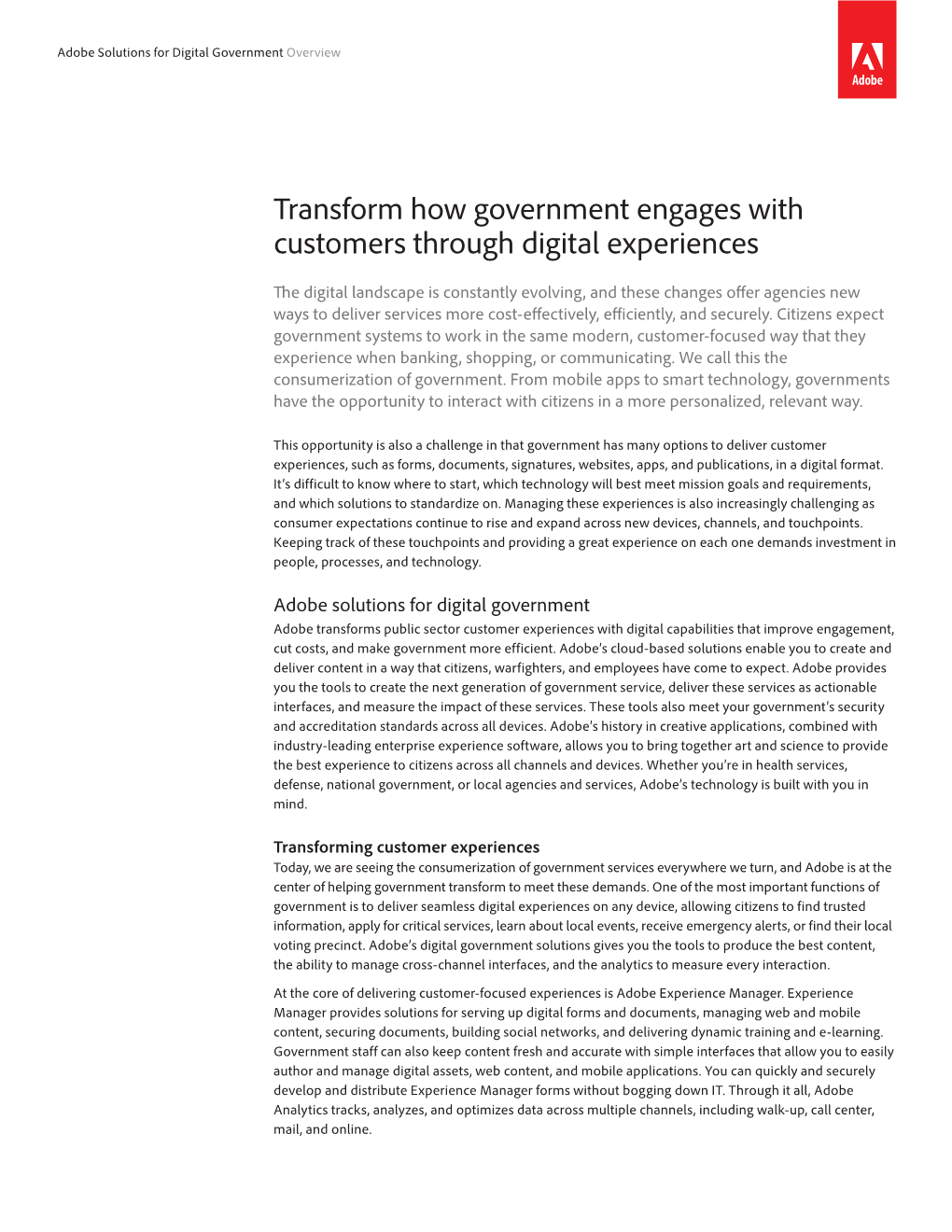 Transform How Government Engages with Customers Through Digital