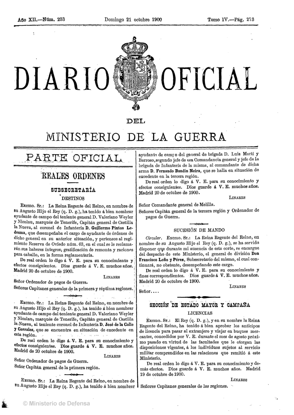 Diario Oficial Del Ministerio De La Guerra