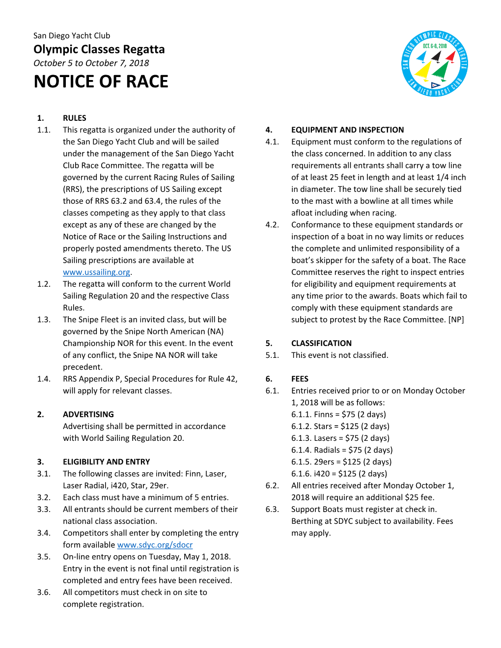 Notice of Race