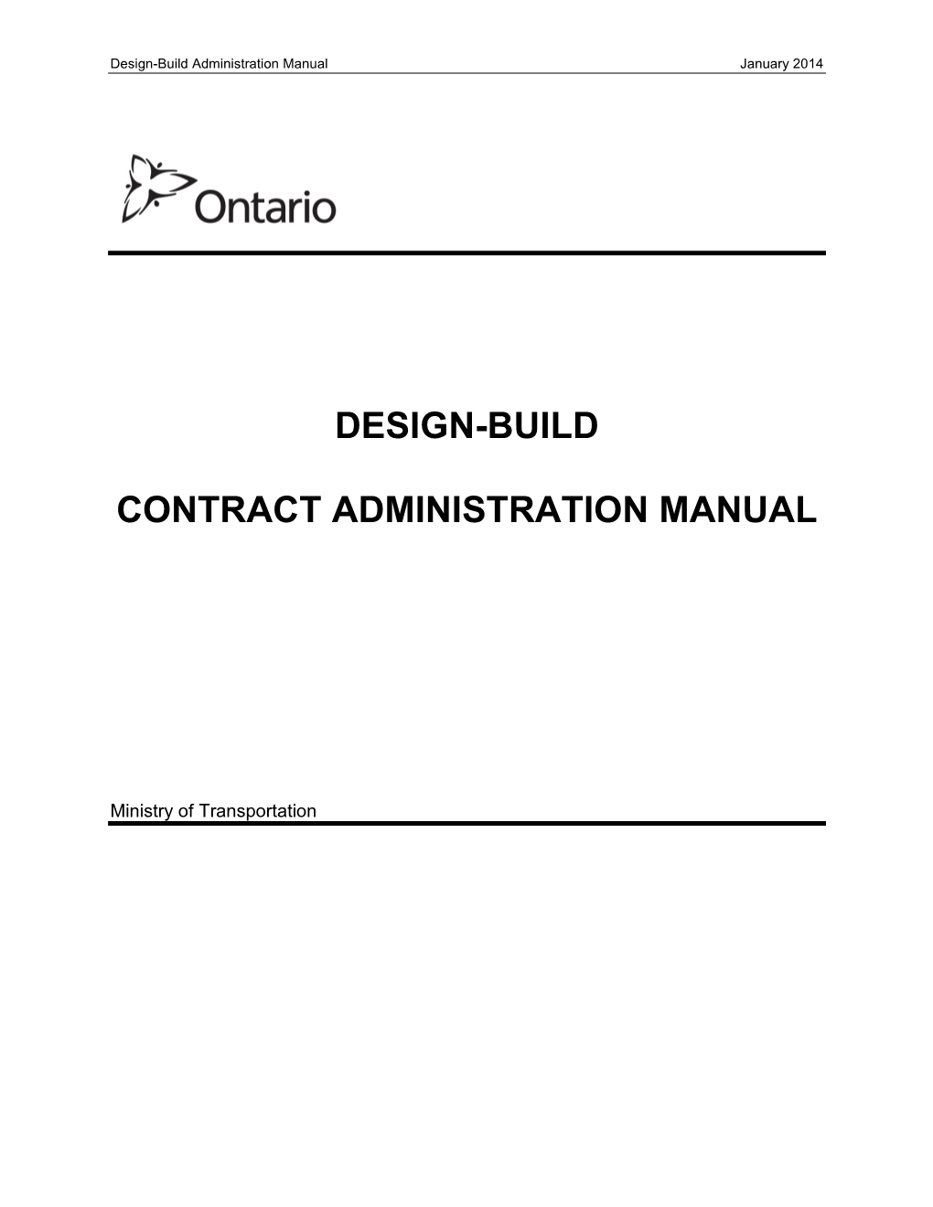 Design-Build Contract Administration Manual Requirements