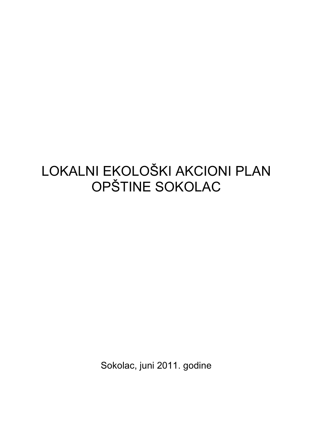 Lokalni Ekološki Akcioni Plan Opštine Sokolac