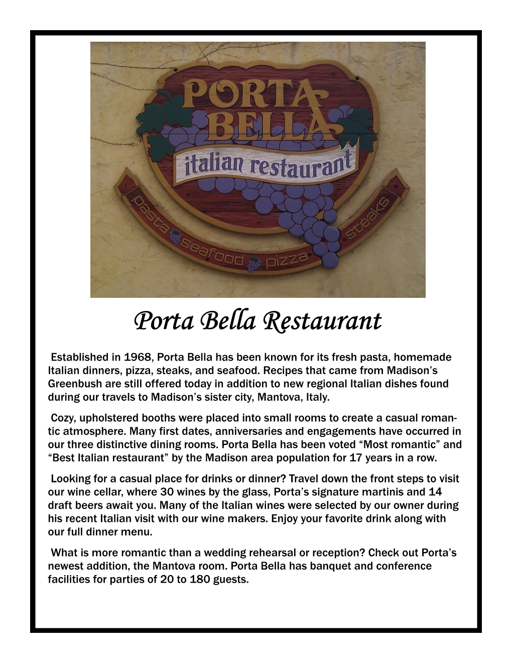 Porta Bella Restaurant