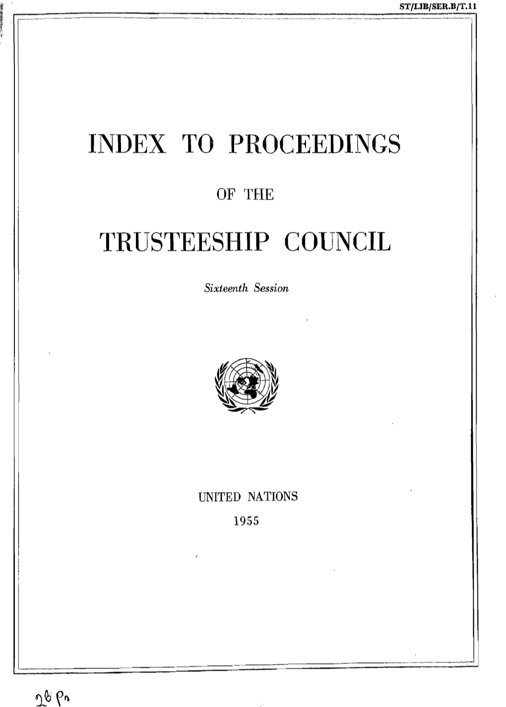 Index to Proceedings of the Trusteeship