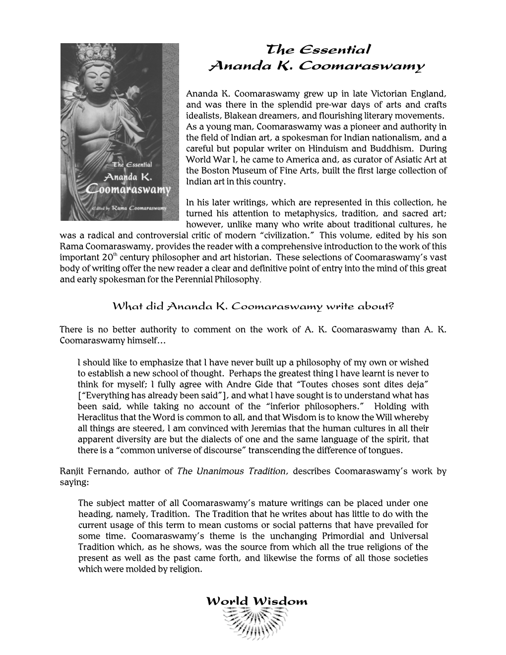 The Essential Ananda K. Coomaraswamy