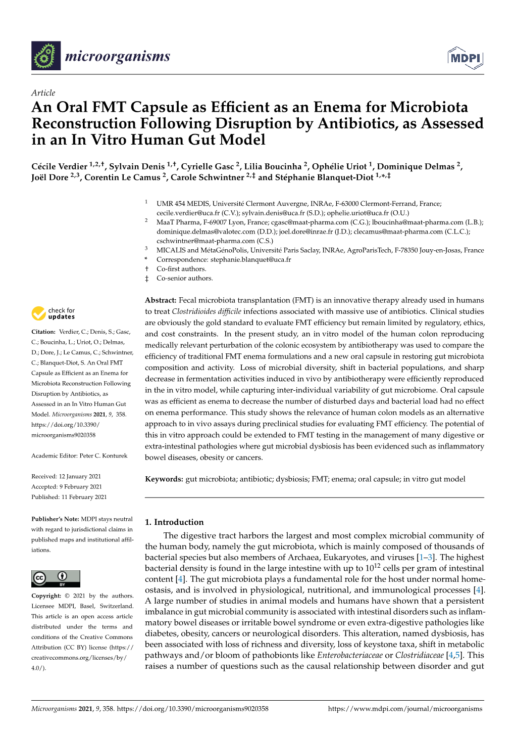 An Oral FMT Capsule As Efficient As an Enema for Microbiota