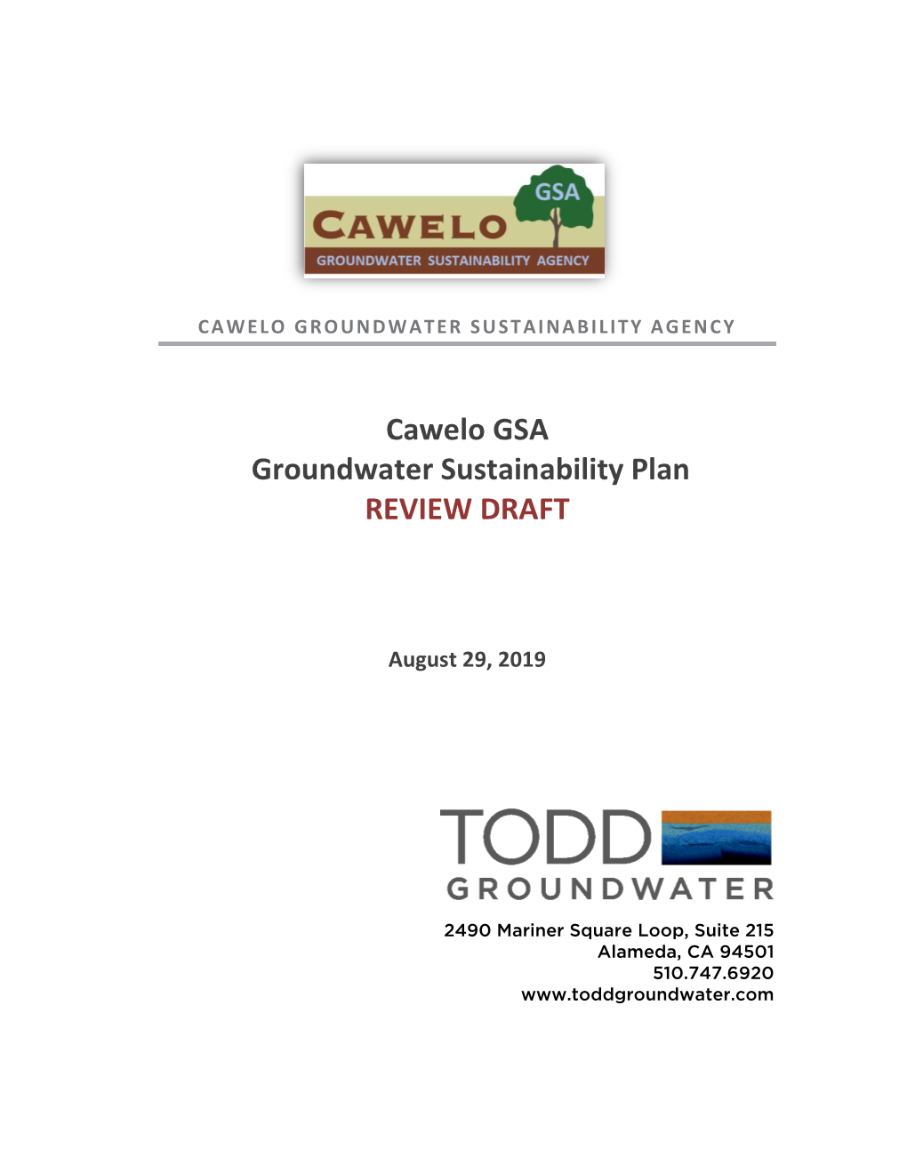 Cawelo GSA Groundwater Sustainability Plan REVIEW DRAFT