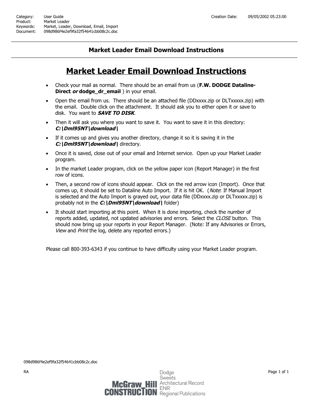 Market Leader Email Download Instructions