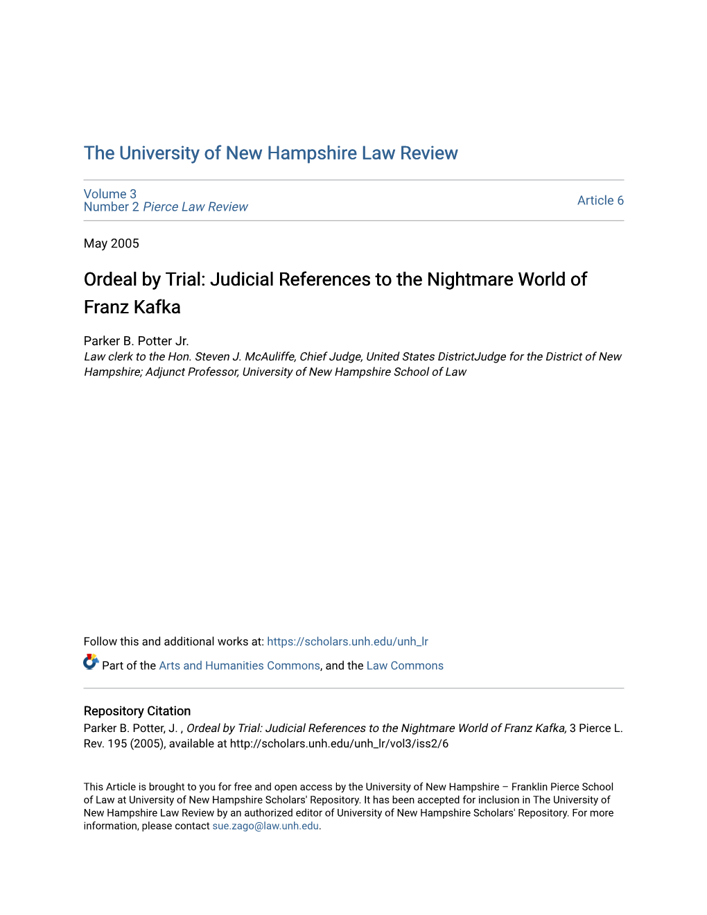 Ordeal by Trial: Judicial References to the Nightmare World of Franz Kafka