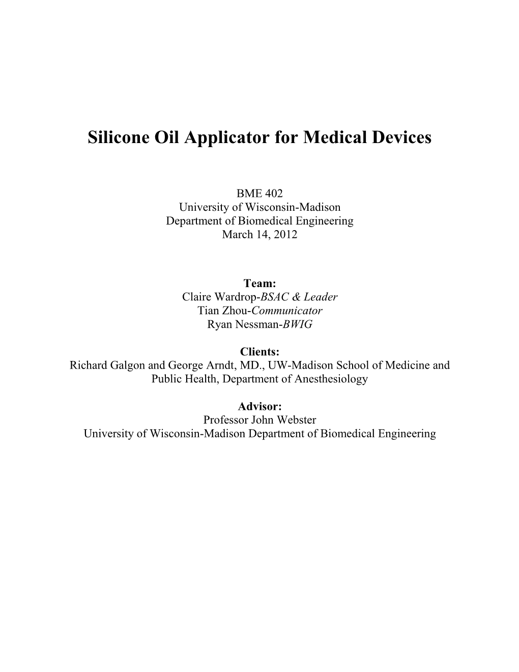 Silicone Oil Applicator for Medical Devices