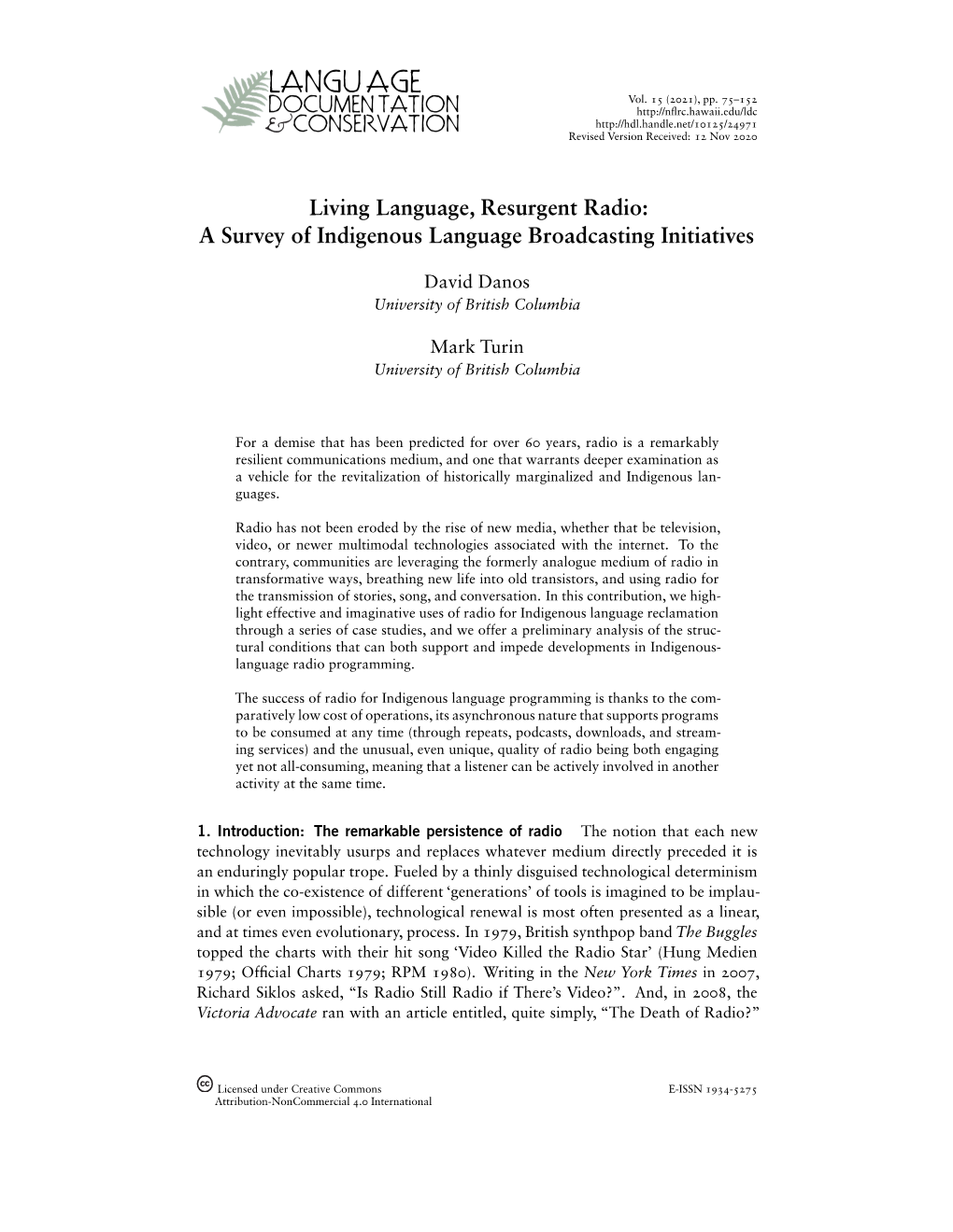 Living Language, Resurgent Radio: a Survey of Indigenous Language Broadcasting Initiatives