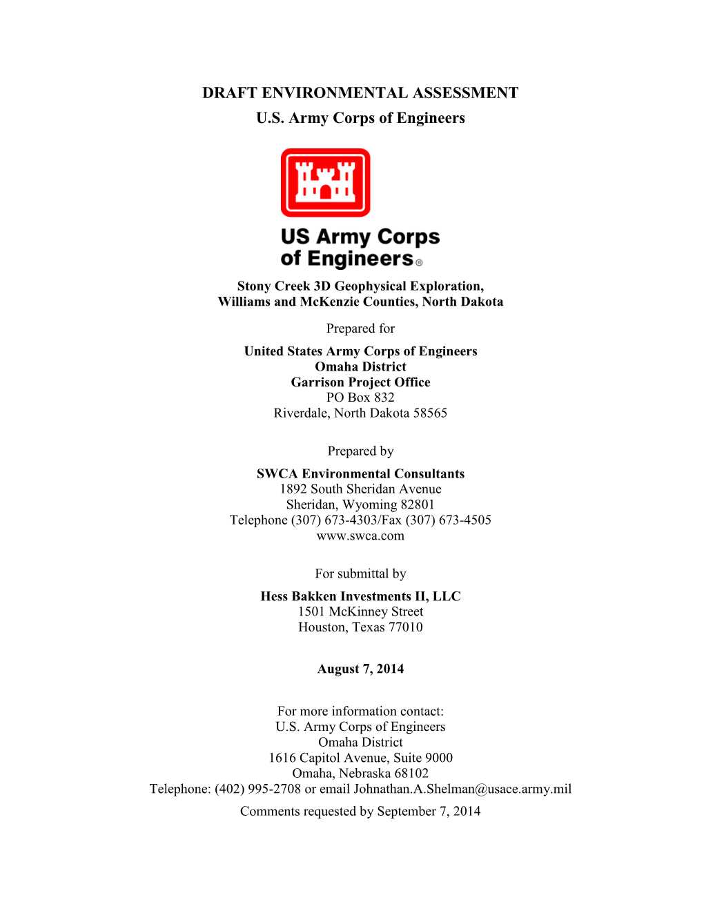 DRAFT ENVIRONMENTAL ASSESSMENT U.S. Army Corps of Engineers