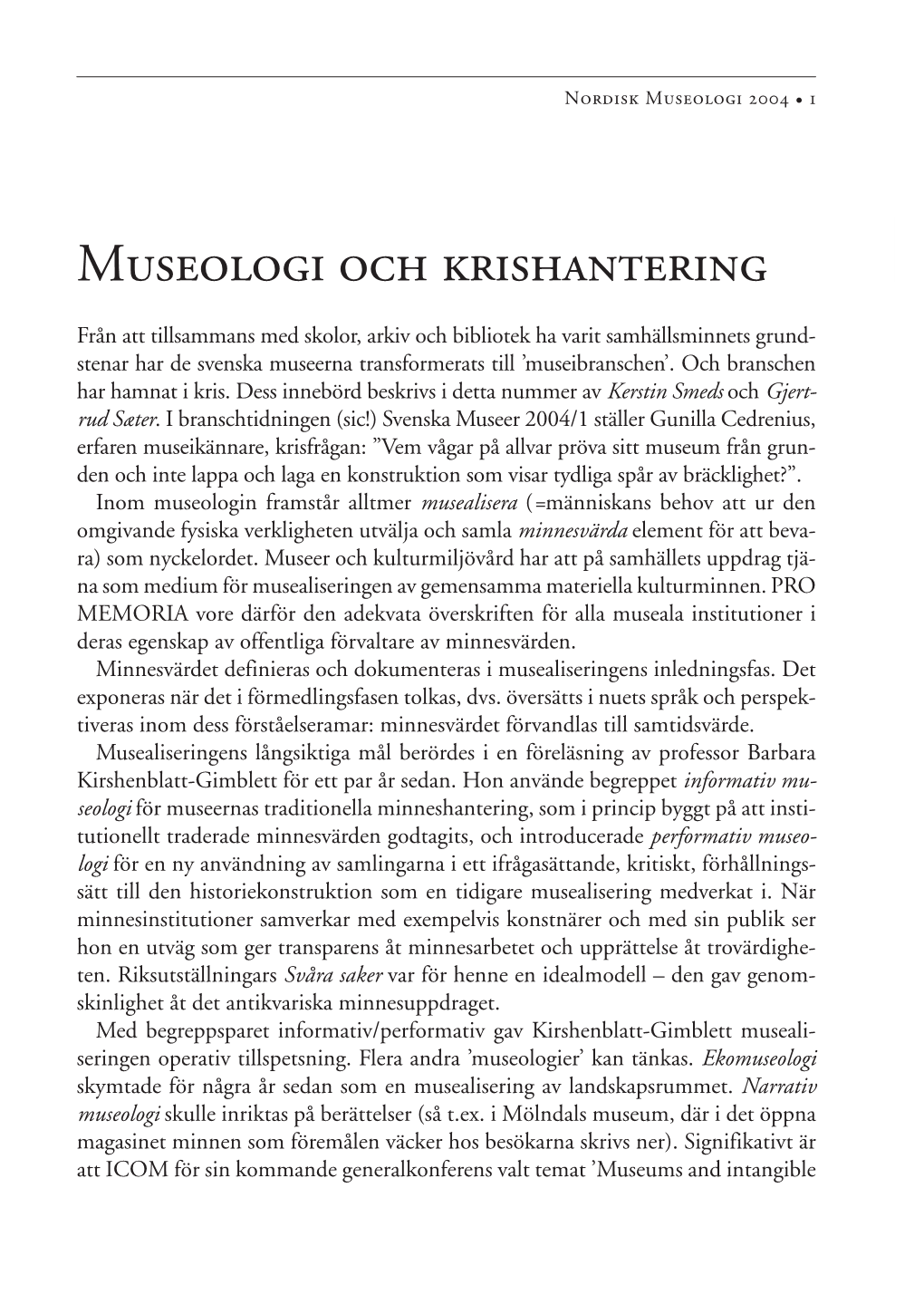 Museologi Och Krishantering 1