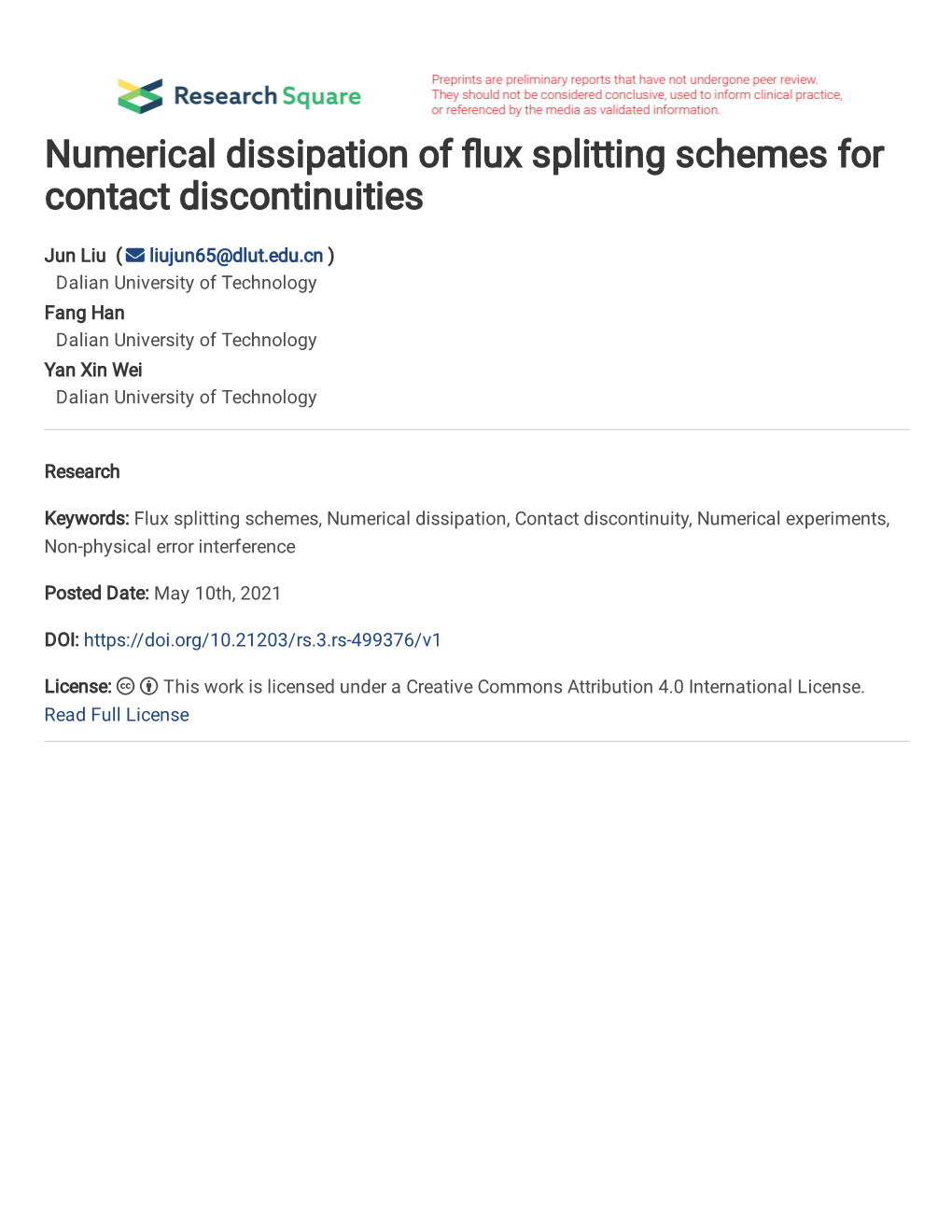 Numerical Dissipation of Ux Splitting Schemes for Contact Discontinuities