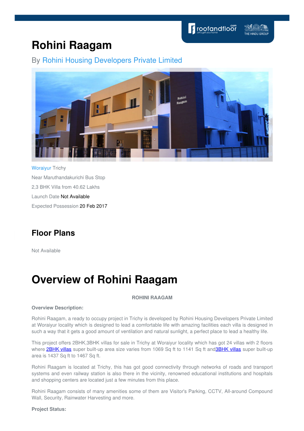 Rohini Raagam by Rohini Housing Developers Private Limited