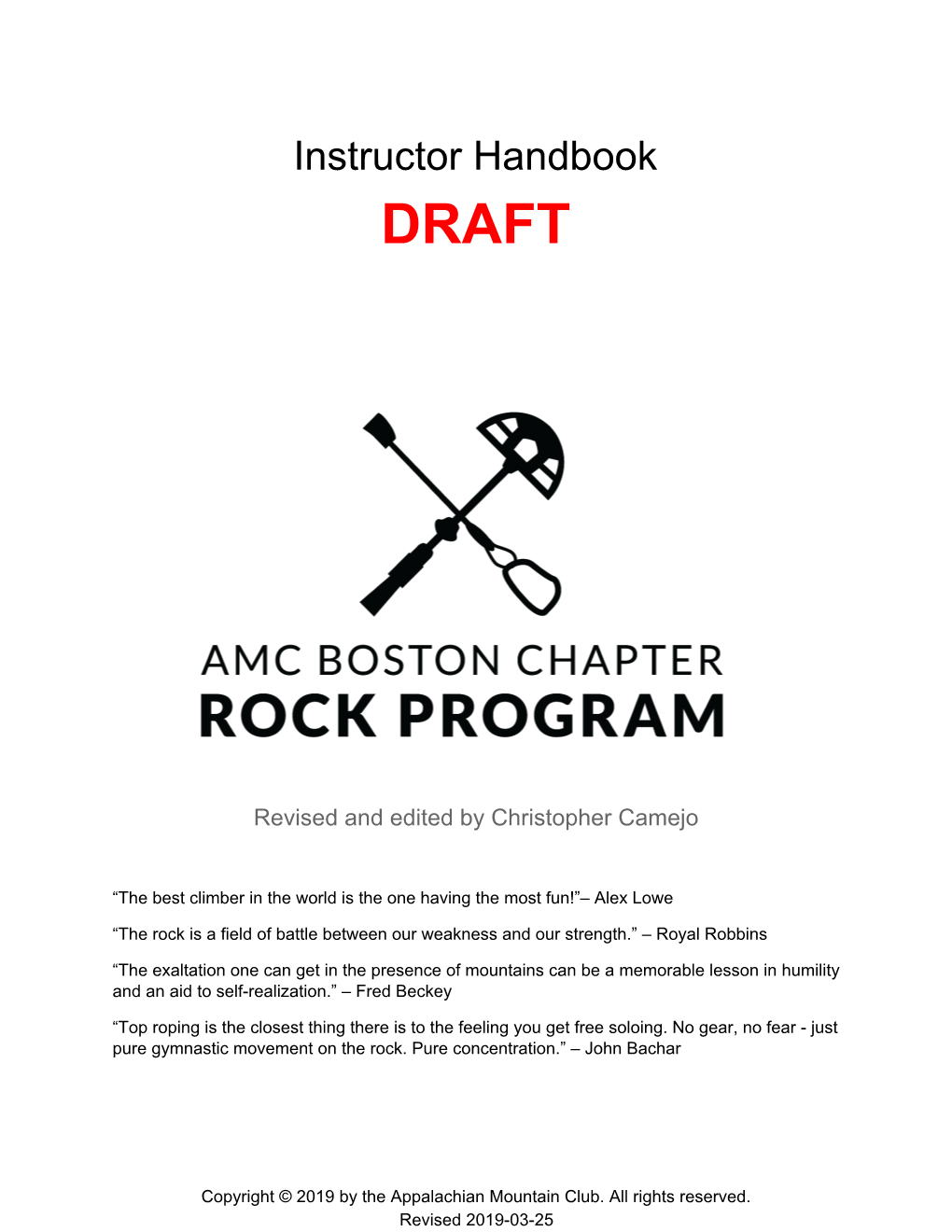 Instructor Handbook DRAFT
