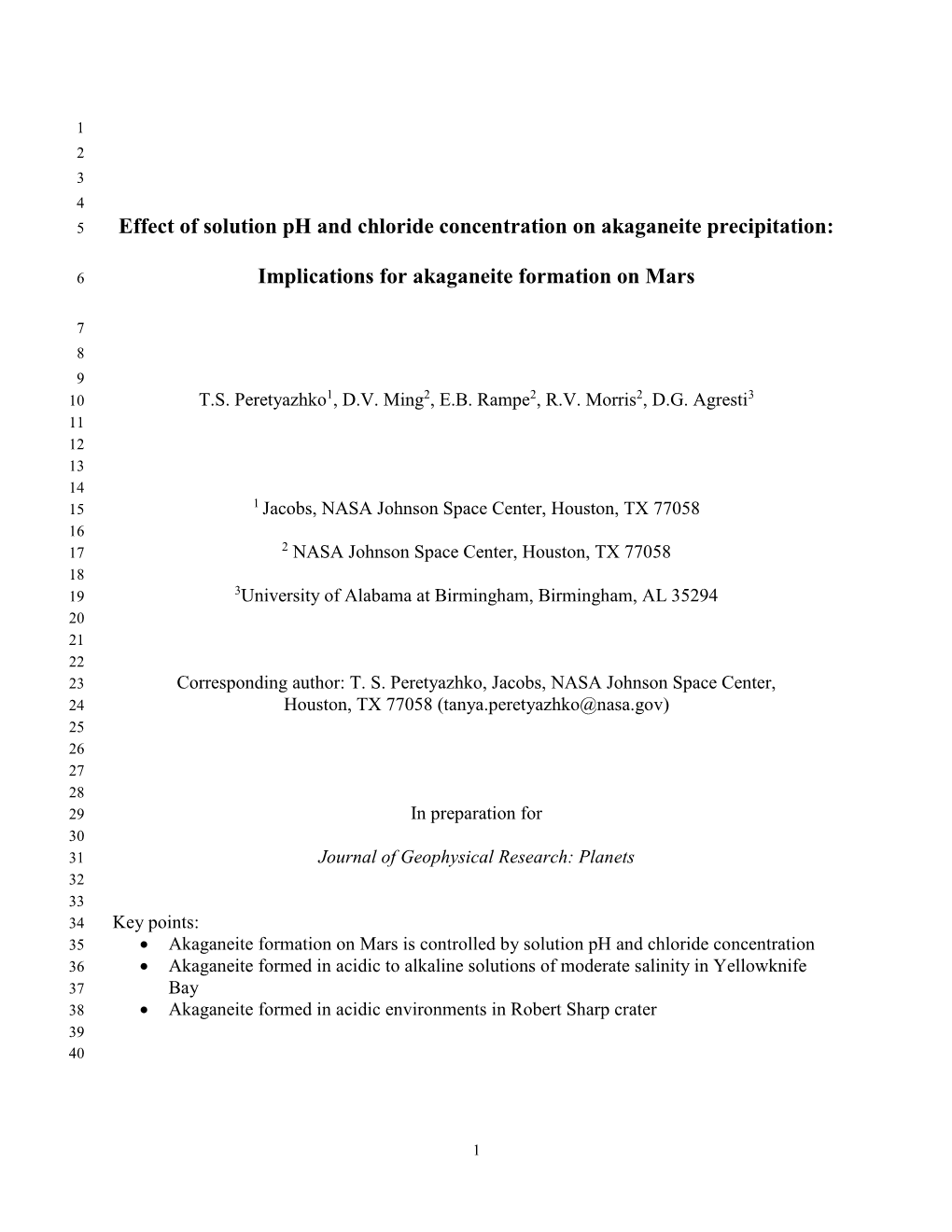 Effect of Solution Ph and Chloride Concentration on Akaganeite Precipitation