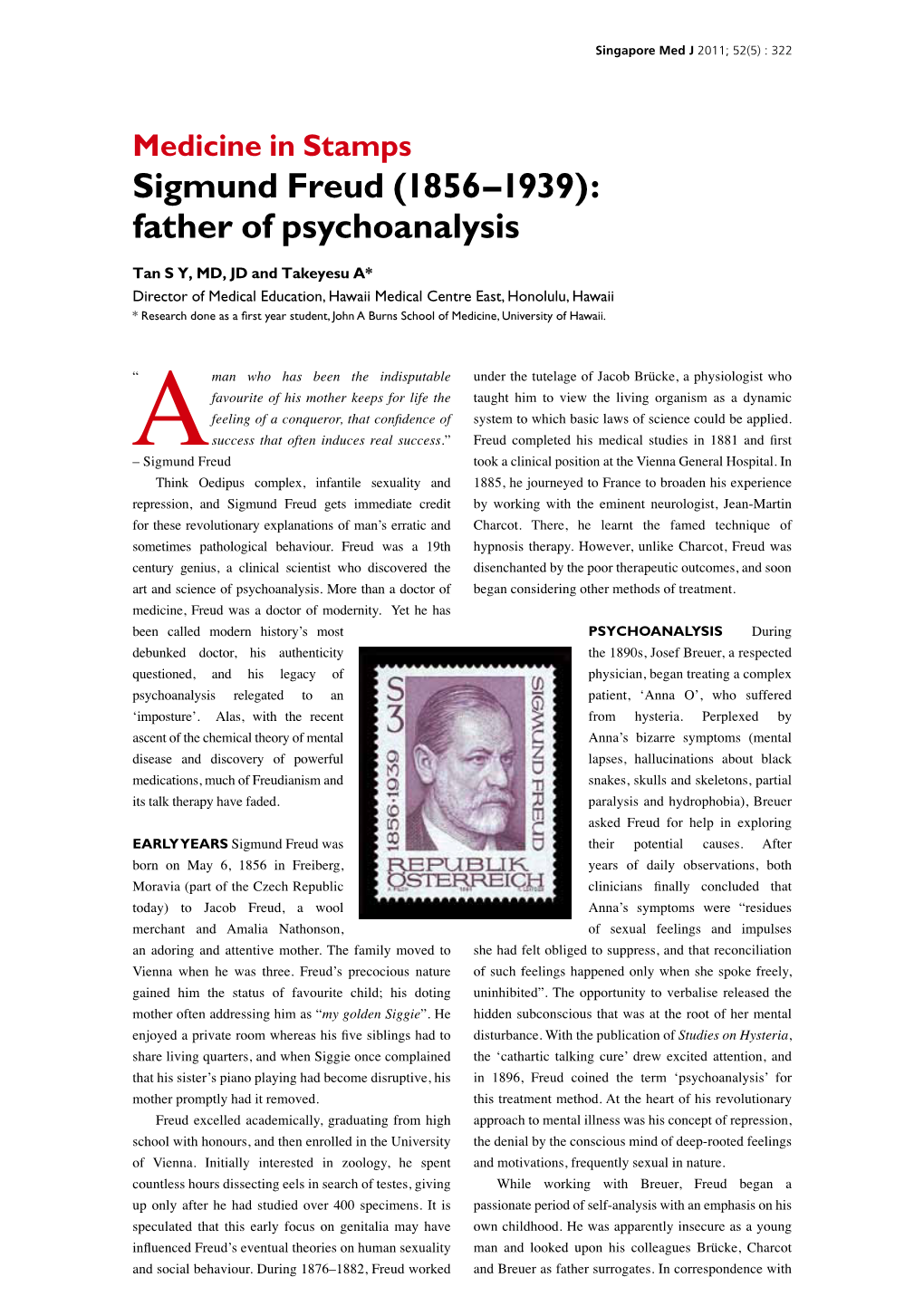 Sigmund Freud (1856–1939): Father of Psychoanalysis