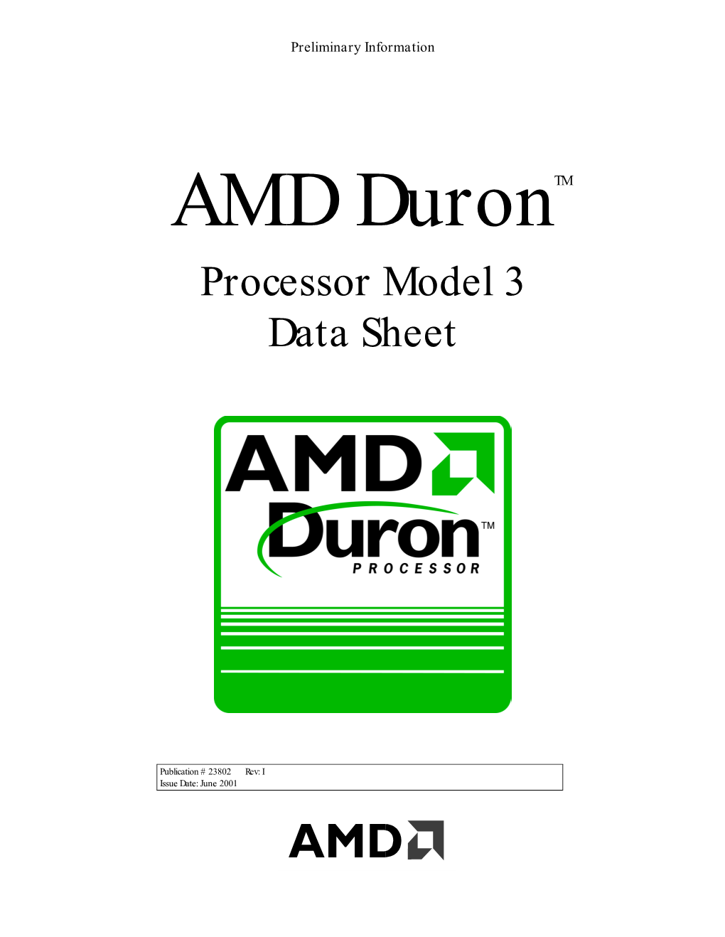 AMD Duron Processor Model 3 Data Sheet