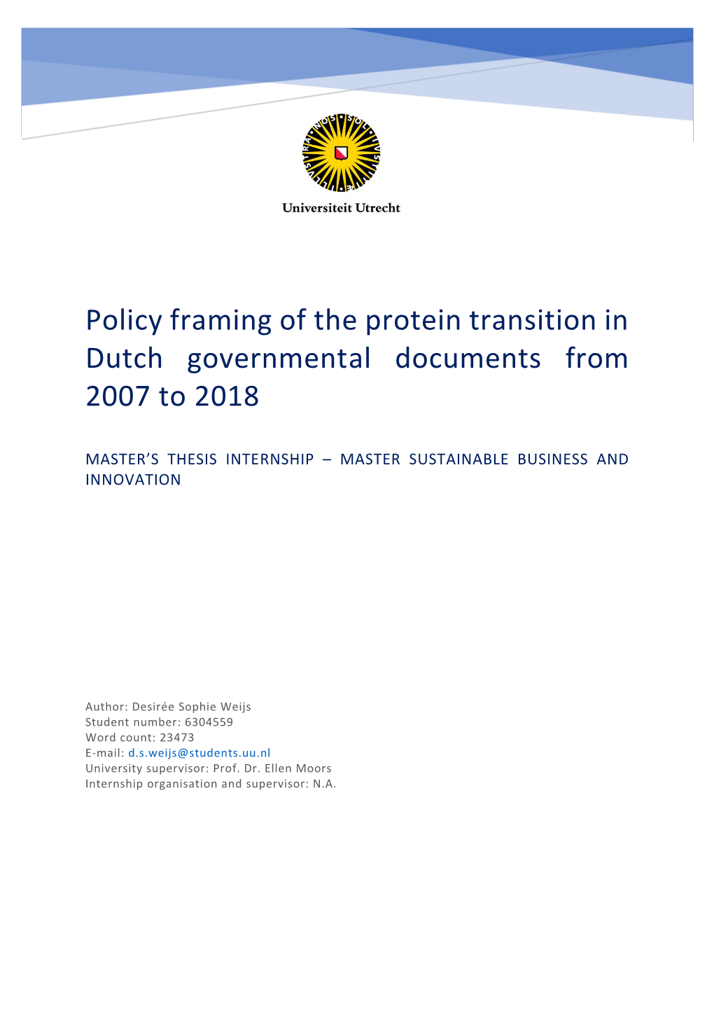 R19 Policy Framing of the Protein Transition in Dutch Governmental